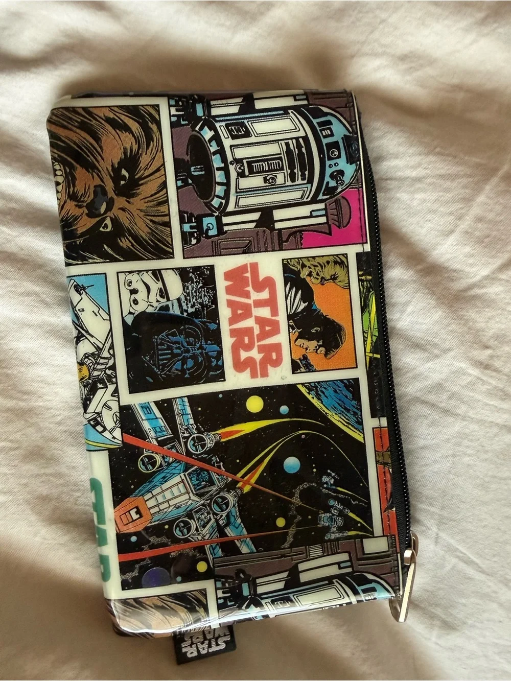 Star Wars Comic Panel Flat Zip Pouch - Black, White, Blue, Pink, Yellow